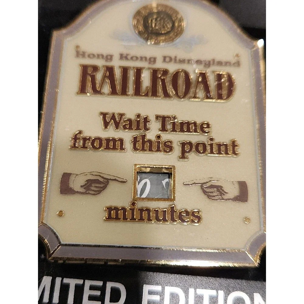 Disney Pin 72610 WDI Wait Time Sign HKDL Railroad Train Hong Kong‎ Disneyland LE